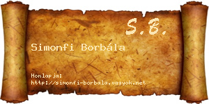 Simonfi Borbála névjegykártya